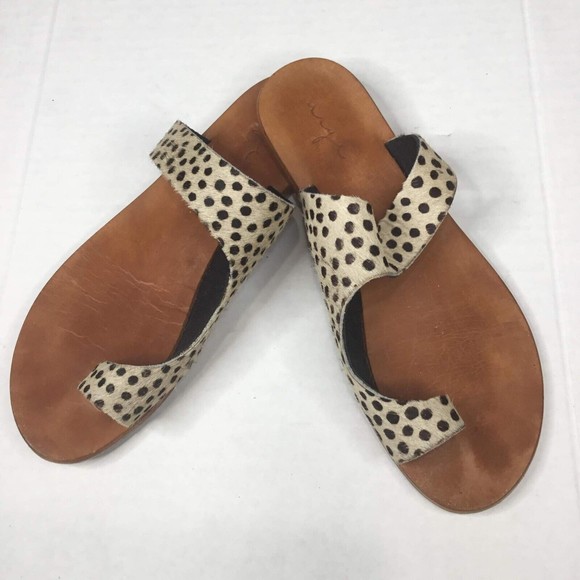 Women's Leopards Animal Print Leather Slip-On Toe Ring Sandals 39 - Picture 9 of 9